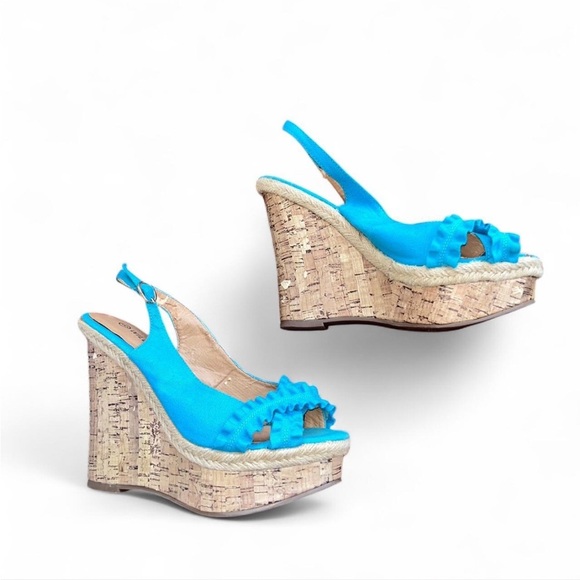 Blue Wedge Sandals - Picture 1 of 6